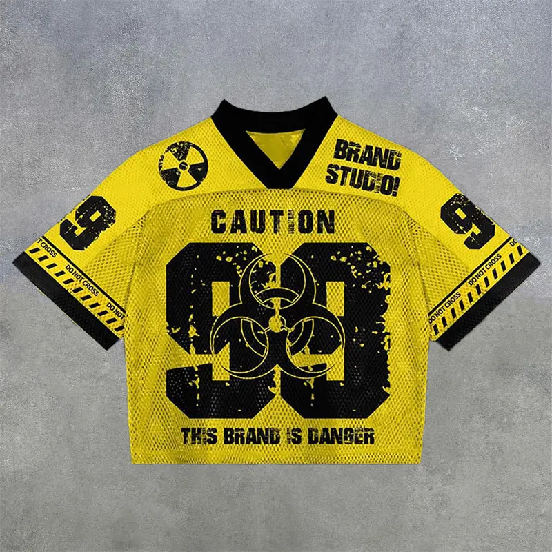 Yellow and black mesh lacrosse jersey with number 33