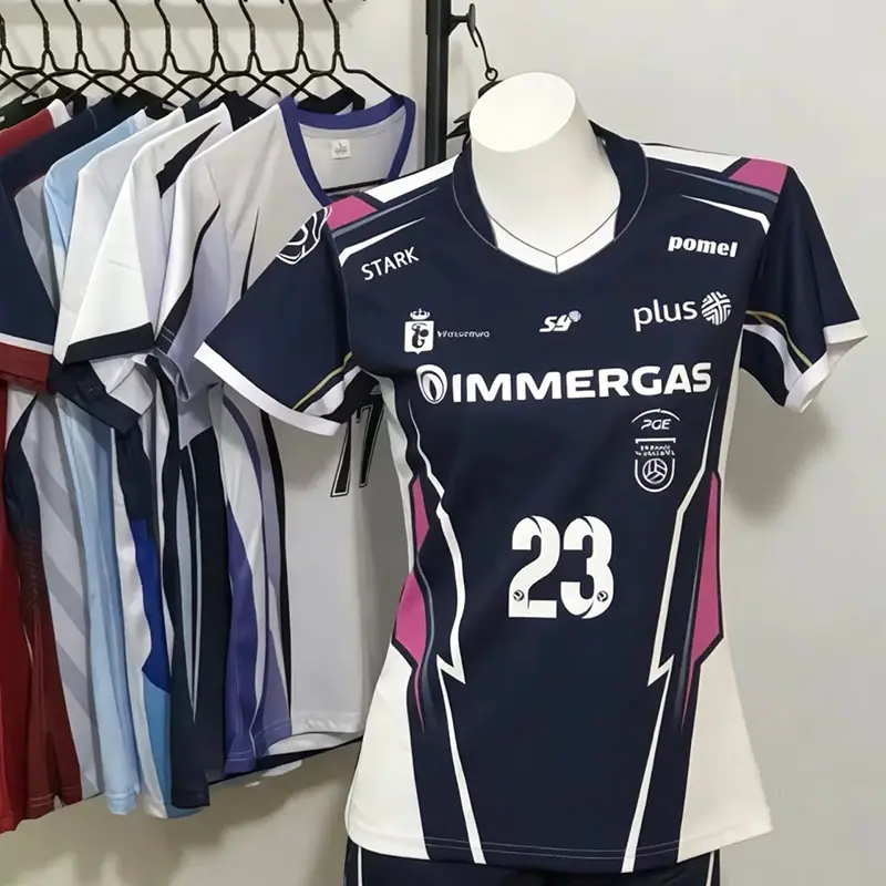 Navy white and pink volleyball jersey with number 23